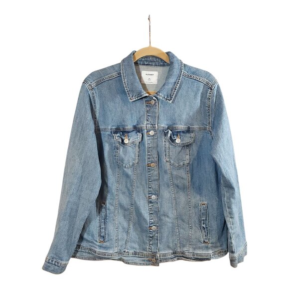 Old Navy Classic Medium Wash Stretch Denim Jacket Capsule Wardrobe Women's 2X - Picture 4 of 8